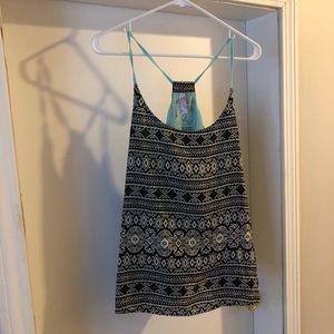 Aztec print and turquoise strap racer back tank